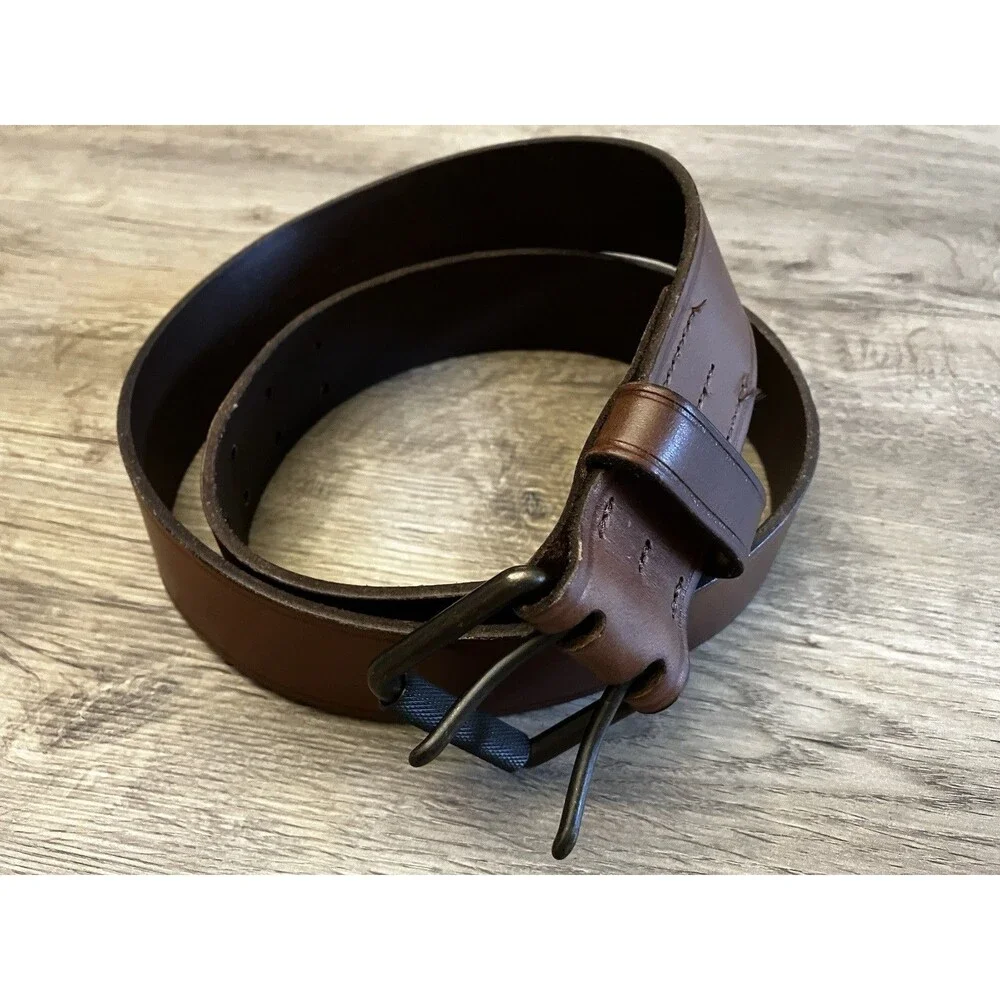 Brown Double Buckle Banana Republic Genuine Cow Leather Belt Size 34